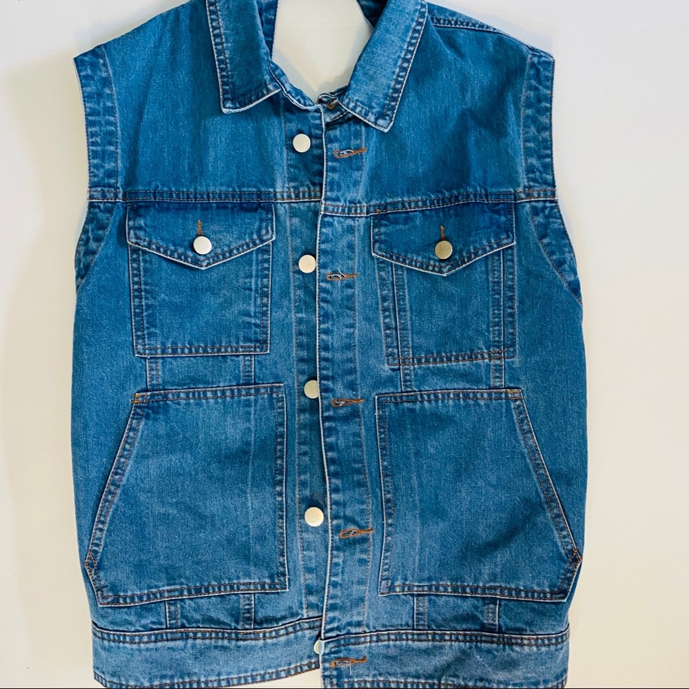 ARK NC. DENIM VEST WITH OPEN BACK AND TIES